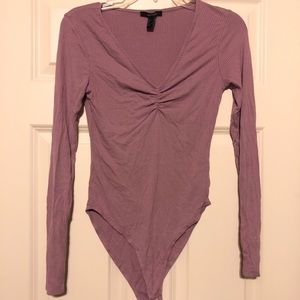 Forever 21 Lilac Ribbed Long Bodysuit Size S